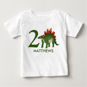 誕生日パーソナライズされた恐竜シャツ、2歳の誕生日 ベビーTシャツ