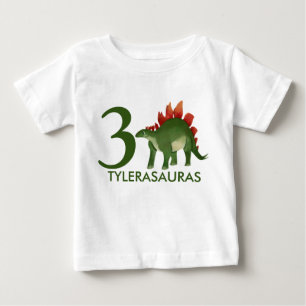 誕生日パーソナライズされた恐竜シャツ、3歳誕生日 ベビーTシャツ