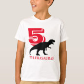 誕生日パーソナライズされた恐竜シャツ、5歳の誕生日 Tシャツ (正面)