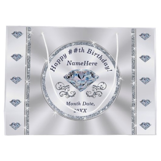 誕生日パーソナライズされた抱き枕、任意の年/大事な行事 ラージペーパーバッグ (裏面)