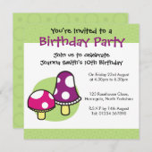 誕生日パーソナライズされた招待状-キノコ 招待状 (正面/裏面)