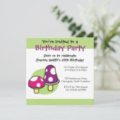 誕生日パーソナライズされた招待状-キノコ 招待状 (スタンド正面)