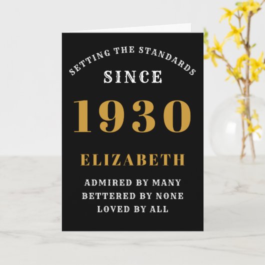 誕生日パーソナライズされた1930 Add Your Name Black カード (黄色い花)