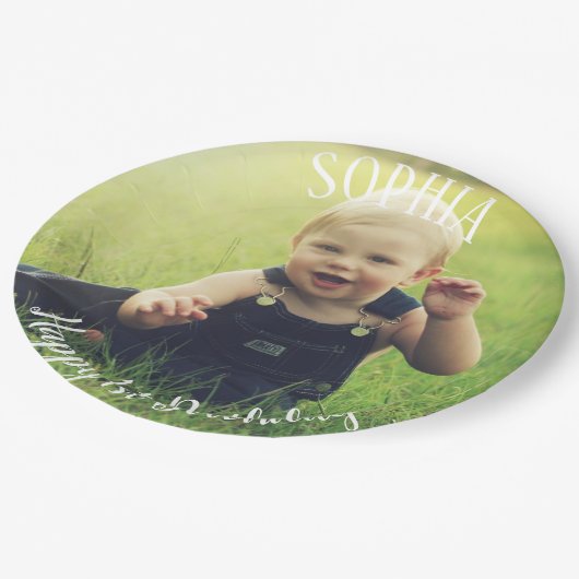 誕生日パーソナライズされた1 ペーパープレート (アングル)