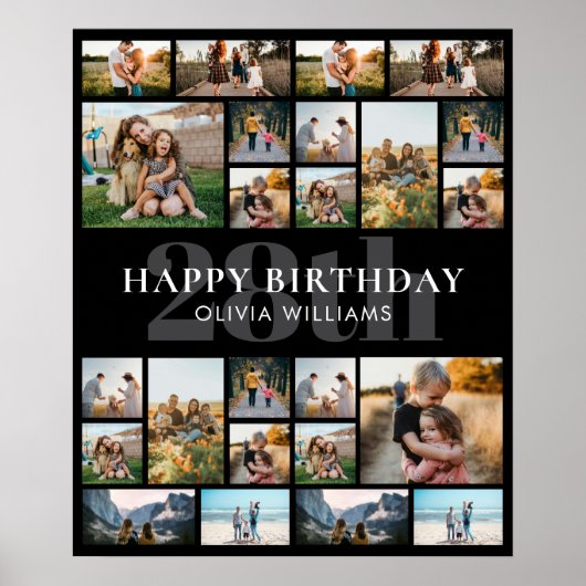 誕生日パーソナライズされた24フォトコラージュ ポスター (正面)