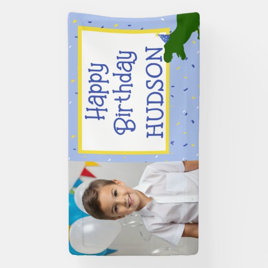 誕生日パーソナライズされた・サウルス恐竜誕生日 横断幕 (縦)