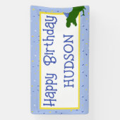 誕生日パーソナライズされた・サウルス恐竜誕生日 横断幕 (縦)