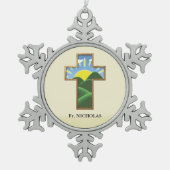 誕生日パーソナライズされた スノーフレークピューターオーナメント (正面)