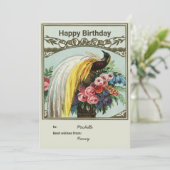 誕生日パーソナライズ孔雀カード サンキューカード (スタンド正面)