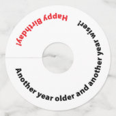 誕生日パーテおもしろいィーの1年前の節目 ワイングラスタグ (正面)