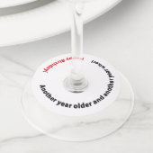 誕生日パーテおもしろいィーの1年前の節目 ワイングラスタグ (クローズアップ)