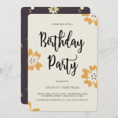 誕生日パーティかわいらし素朴フローラ 招待状 (正面/裏面)