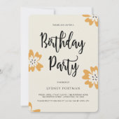 誕生日パーティかわいらし素朴フローラ 招待状 (正面)