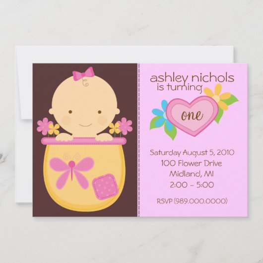 誕生日パーティの招待状(女の子の場合) 招待状 (正面)