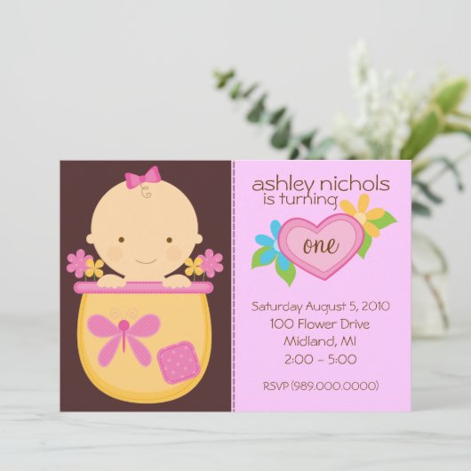 誕生日パーティの招待状(女の子の場合) 招待状 (スタンド正面)