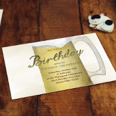 誕生日パーティウォーターカラー金ゴールドビールQRコード 招待状