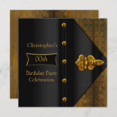 誕生日パーティエレガント金ゴールドブラックメタルルック2 招待状