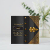 誕生日パーティエレガント金ゴールドブラックメタルルック2 招待状