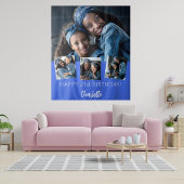 誕生日パーティカスタムーのフォトコラージュ王室のブルー タペストリー