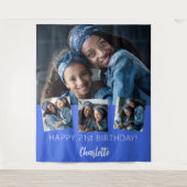 誕生日パーティカスタムーのフォトコラージュ王室のブルー タペストリー (正面)