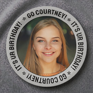 誕生日パーティカスタムーの写真と文字おもしろいシルバー ペーパープレート