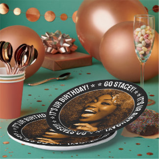 誕生日パーティカスタムーの写真と文字パーソナライズされた ペーパープレート