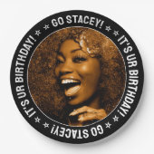 誕生日パーティカスタムーの写真と文字パーソナライズされた ペーパープレート (正面)