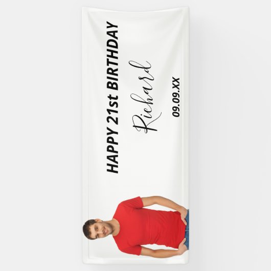 誕生日パーティカスタムーの写真ガイモダンおもしろい 横断幕 (縦)