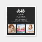 誕生日パーティカスタムー写真おもしろいファクト白黒 スタンダードカクテルナプキン (正面)