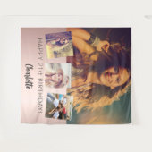 誕生日パーティカスタムー写真コラージュバラ金ゴールド タペストリー (正面(横))