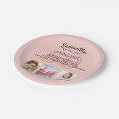 誕生日パーティカスタムー写真バラ金ゴールドおもしろいファクト ペーパープレート (アングル)