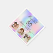誕生日パーティカスタムー写真ホログラフィック スタンダードカクテルナプキン (角)