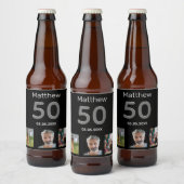 誕生日パーティカスタムー写真モノグラム男 ビールラベル (ボトル)