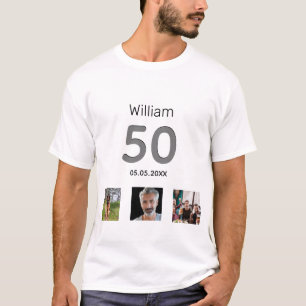 誕生日パーティカスタムー写真モノグラム男 Tシャツ