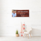 誕生日パーティカスタムー写真素朴な茶色の木 横断幕 (インサイチュ)