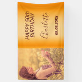 誕生日パーティカスタムー写真金ゴールドモダングラム 横断幕 (縦)