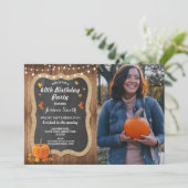 誕生日パーティカボチャ素朴ンウッドチョーク写真 招待状 (スタンド正面)