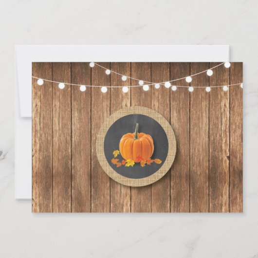 誕生日パーティカボチャ素朴ンウッドチョーク写真 招待状 (裏面)