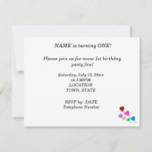 誕生日パーティカラフルハートバルーン招待状 招待状 (裏面)