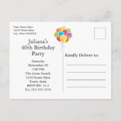 誕生日パーティカラフルバルーン日付の保存 案内ポストカード (裏面)