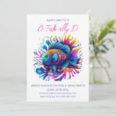 誕生日パーティカラフル – 魚 招待状 (スタンド正面)