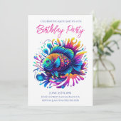 誕生日パーティカラフル – 魚 招待状 (スタンド正面)