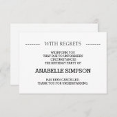 誕生日パーティキャンセルアナウンスカード 案内状 (正面/裏面)