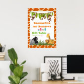 誕生日パーティギフトテーブルサファリジャングル動物 ポスター (ホームオフィス)