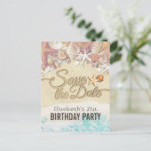 誕生日パーティサマービーチヒトデ インビテーションポストカード (スタンド正面)