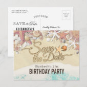 誕生日パーティサマービーチヒトデ インビテーションポストカード (正面/裏面)