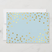 誕生日パーティスタイリッシュ金ゴールド紙吹雪ブルーボーイ 招待状 (裏面)