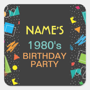 誕生日パーティステッカー1980年80年代ラベル スクエアシール