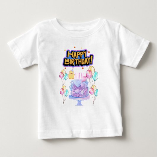 誕生日パーティスパークルベビーガールTシャツ ベビーTシャツ (正面)
