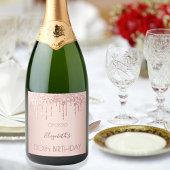 誕生日パーティナイトバラ金ゴールドグリッター女性 スパークリングワインラベル